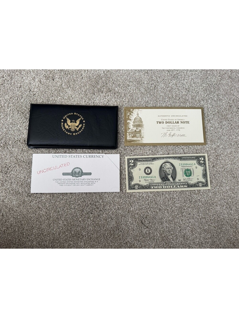 2003 $2 WORLD RESERVE CERTIFIED MONETARY EXCHANGE UNCIRCULATED NOTE